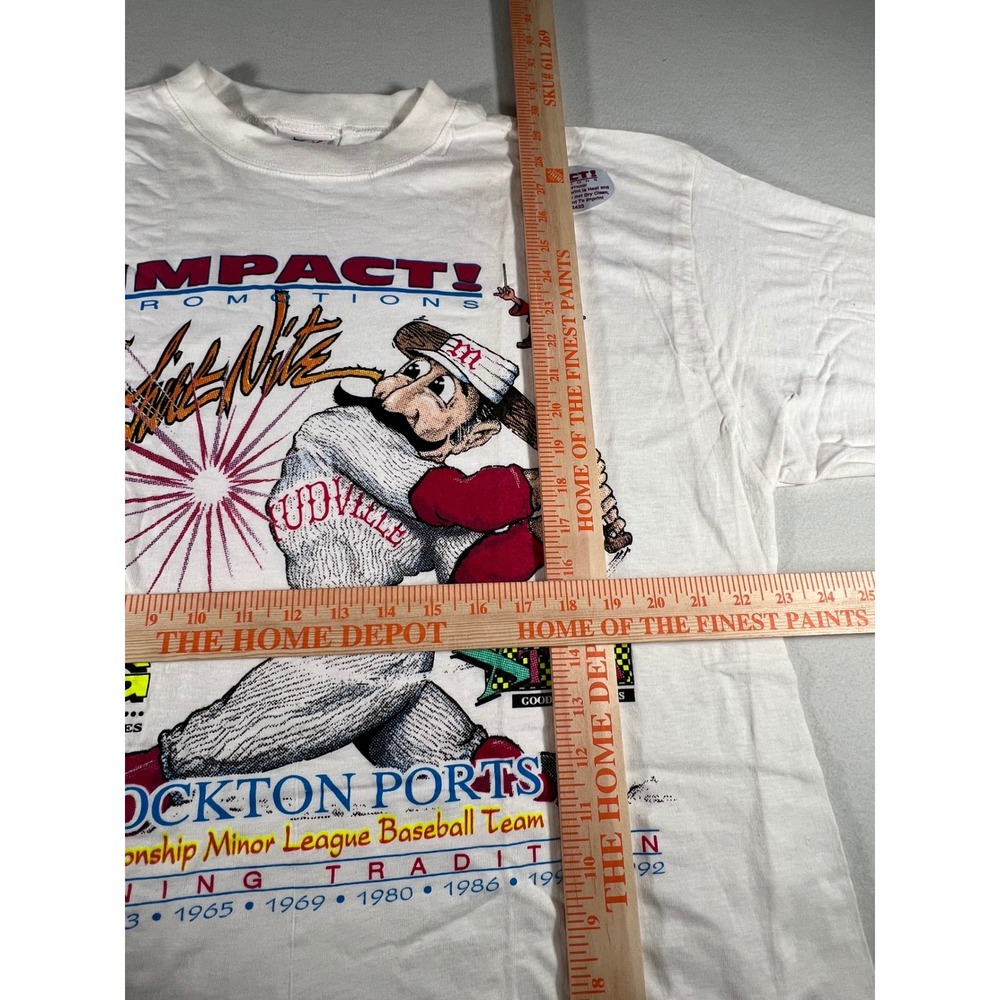 Vintage Stockton Ports Minor League Baseball T-Shirt Cotton Republic White XL - Picture 7 of 7